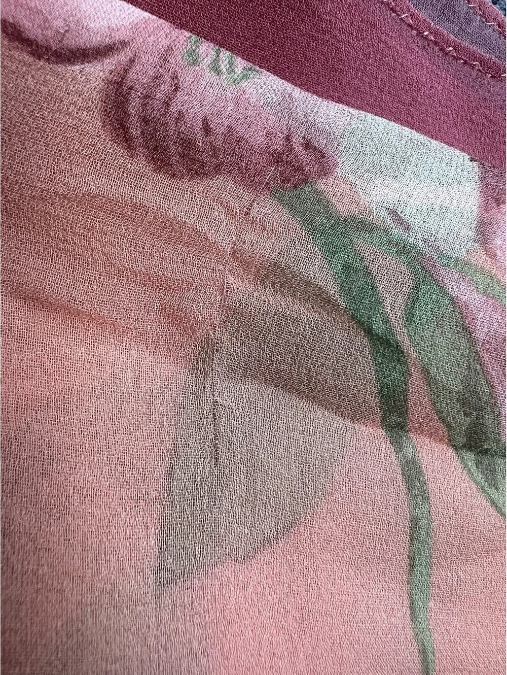 Ann Taylor Pink Floral Silk Square Scarf Vtg Made in Japan 33X33